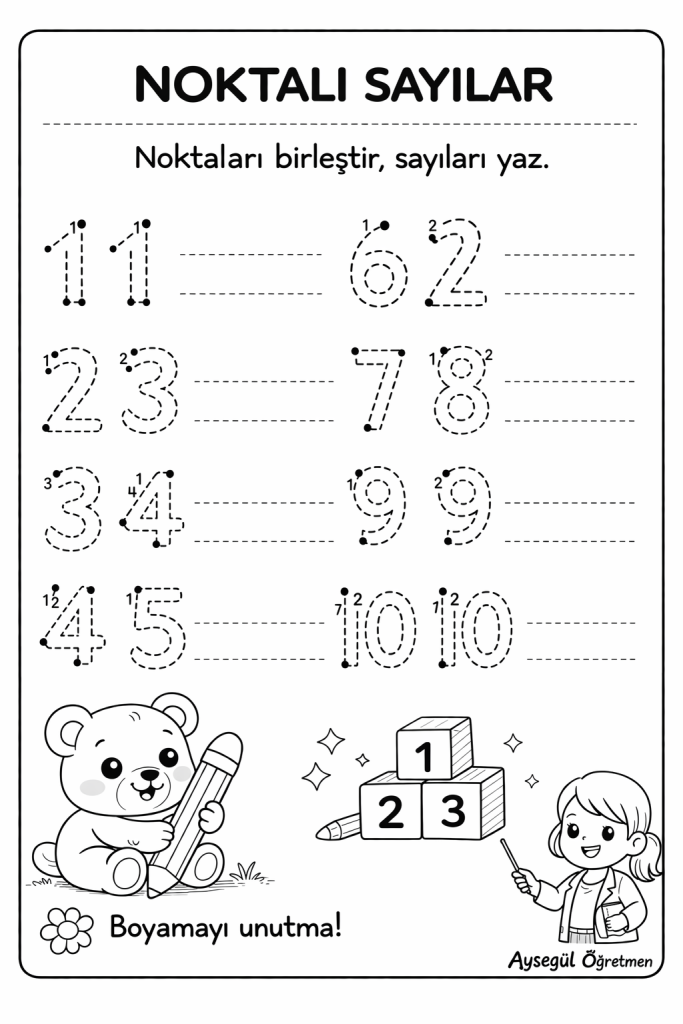Noktaları Birleştir, Sayıları Öğren
