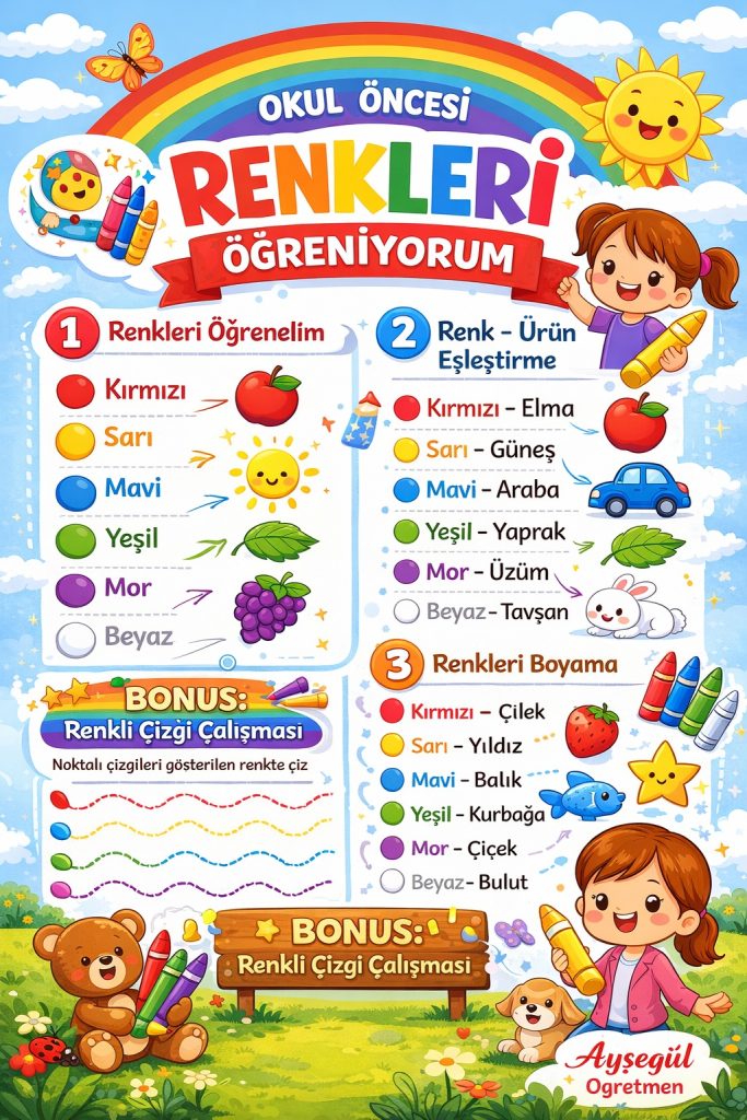 Renklerle eğlenceli öğrenme zamanı