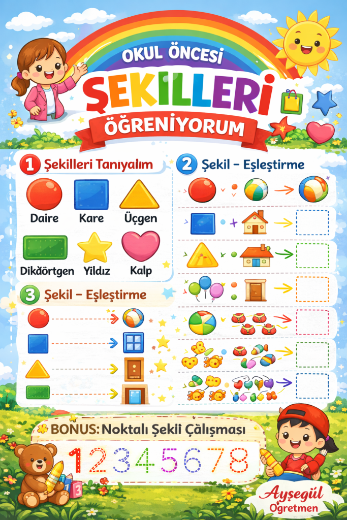 Şekilleri Öğreniyorum Eğlenceli Çalışma Sayfası